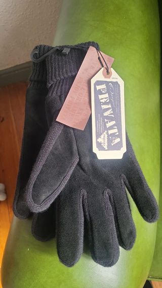 Guantes de hombre de piel y lana negros