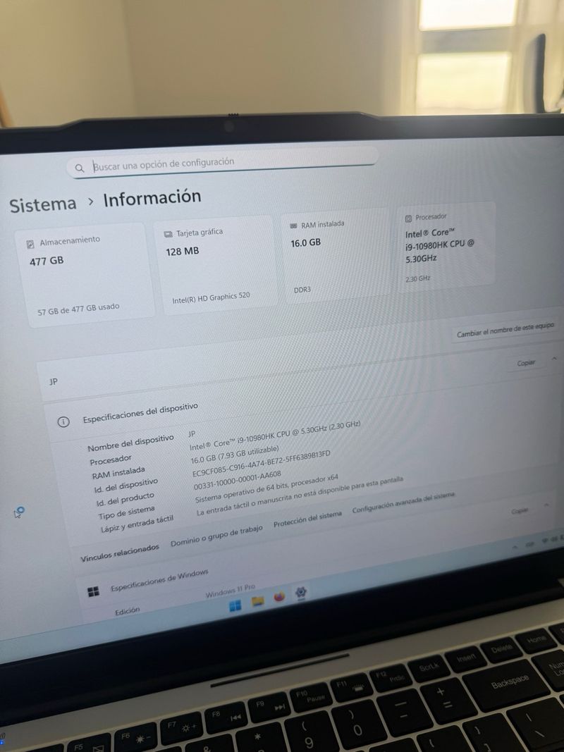 Portátil 15.6 Ultraligero Intel Core i9 afbeelding 4