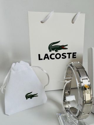 Pulsera Lacoste Plateado Stencil NUEVA