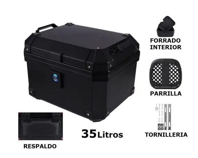 Maleta Baúl Trasero Moto 35 Litros Negra