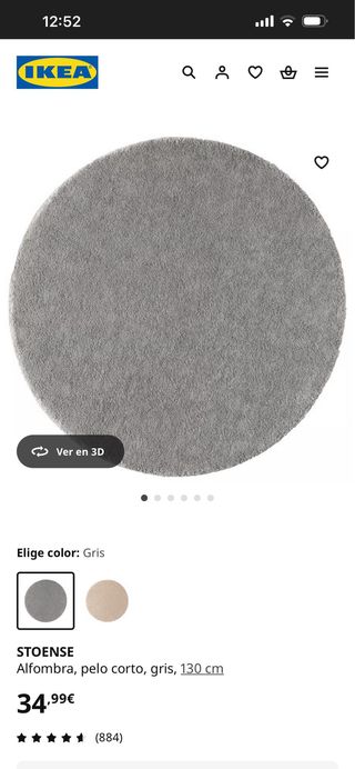 Alfombra IKEA STOENSE Gris y Roja 130cm