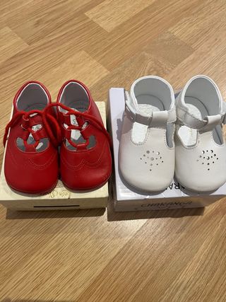 Zapatos de piel rojos y blancos