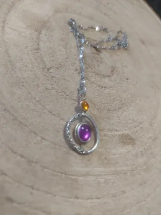 Collana con ciondolo tribale quarzo giallo e viola