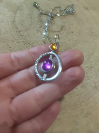 Collana con ciondolo tribale quarzo giallo e viola