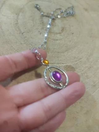 Collana con ciondolo tribale quarzo giallo e viola