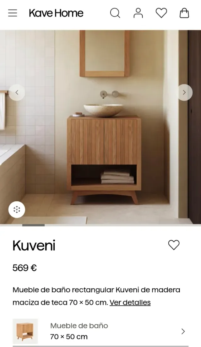 Mueble de baño Kuveni Kave Home madera