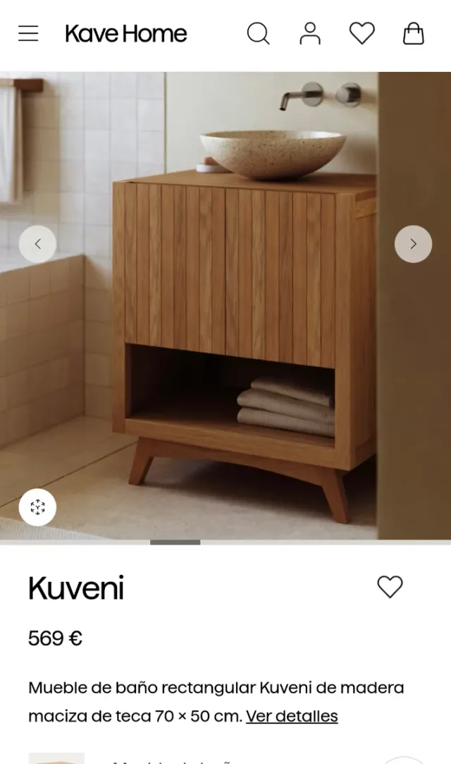 Mueble de baño Kuveni Kave Home madera