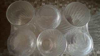 Jarra y 6 vasos de cristal