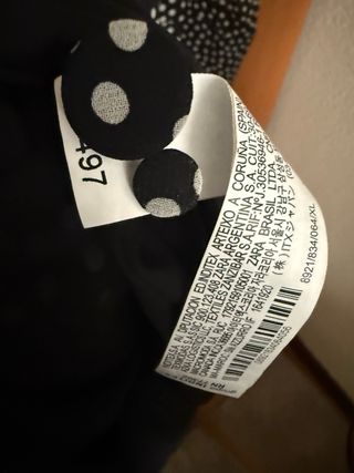 Vestido ZARA lunares negro blanco XL