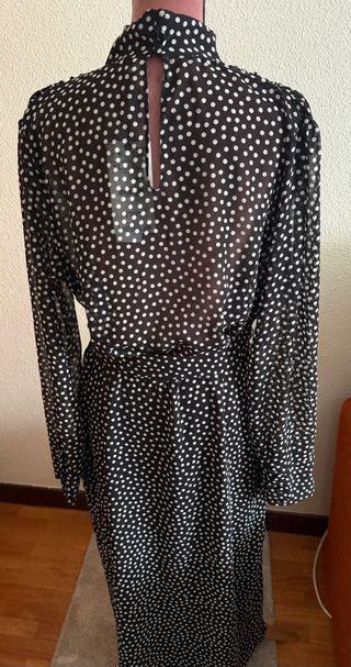 Vestido ZARA lunares negro blanco XL