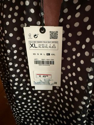Vestido ZARA lunares negro blanco XL