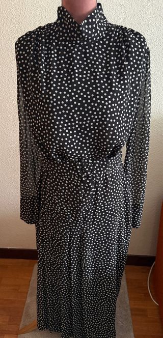 Vestido ZARA lunares negro blanco XL