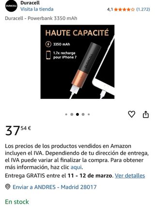 Duracell Powerbank 3350 mAh Cargador Portátil