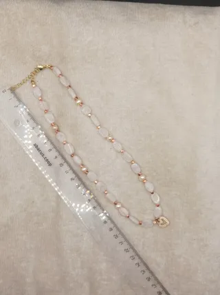 Collar Cuarzo Rosa y Perlas