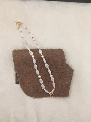 Collar Cuarzo Rosa y Perlas