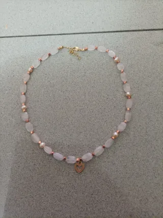 Collar Cuarzo Rosa y Perlas