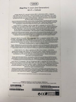 iPad Pro 11 3ª Gen 128GB Plata WiFi+Celular