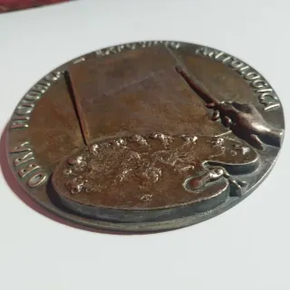 Placa Antigua Bronce Exposicio Obra Pictorica