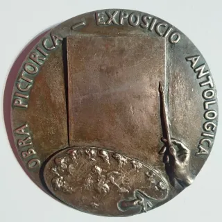 Placa Antigua Bronce Exposicio Obra Pictorica