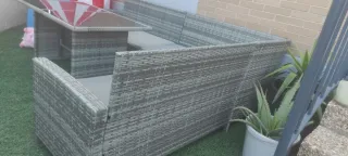 Conjunto Muebles Jardín Ratán Gris