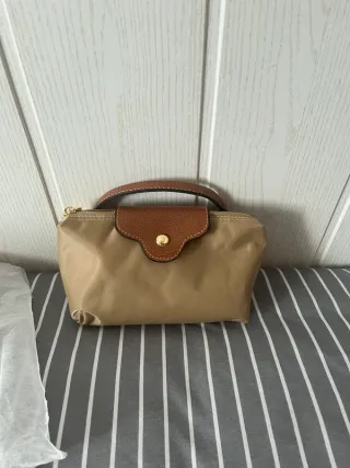 Bolso nylon beige y marrón 20cm