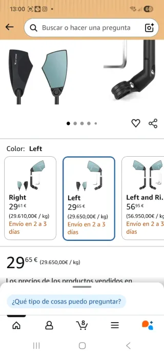 Espejo retrovisor bicicleta