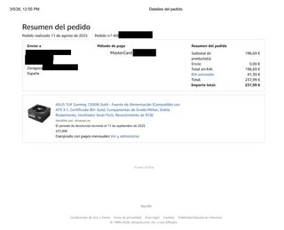 Fuente Alimentación ASUS TUF Gaming 1200W Gold