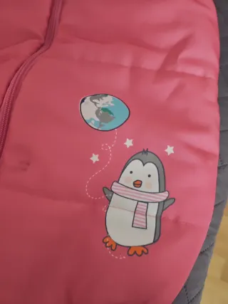 Saco invierno coche bebé rosa pingüino