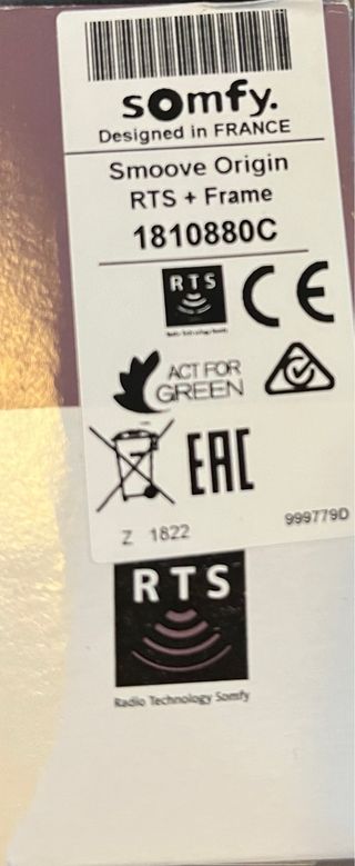 Mando Pared Somfy Smoove Origin RTS Blanco