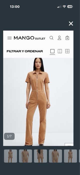 Mono largo cremallera Mango pana