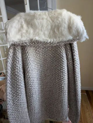 Chaqueta Zara pelo auténtico beige/blanco