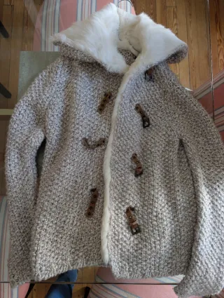 Chaqueta Zara pelo auténtico beige/blanco