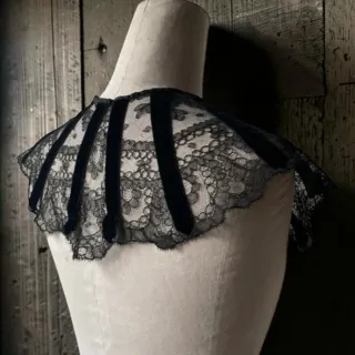 Cuello victoriano de encaje negro SXIX-XX