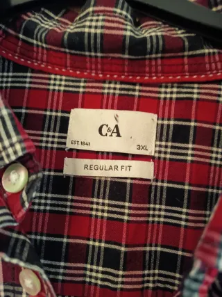 Camisa C&A cuadros roja y negra Talla XXL