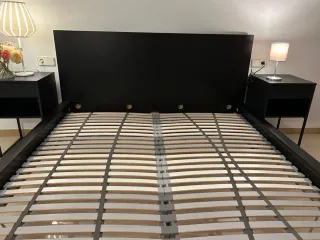 Cama IKEA MALM 160x200 Negra + somier + colchón