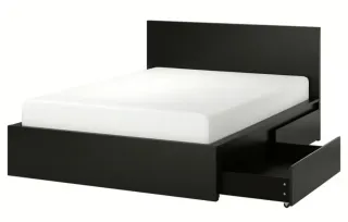 Cama IKEA MALM 160x200 Negra + somier + colchón