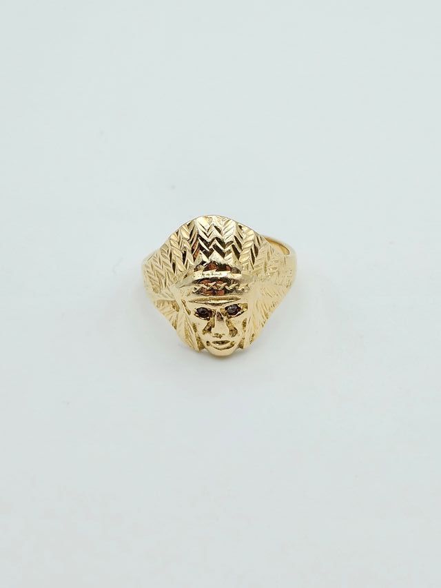 Anillo de Oro 18K, Indio, Cacique, 8,02gr, T-22