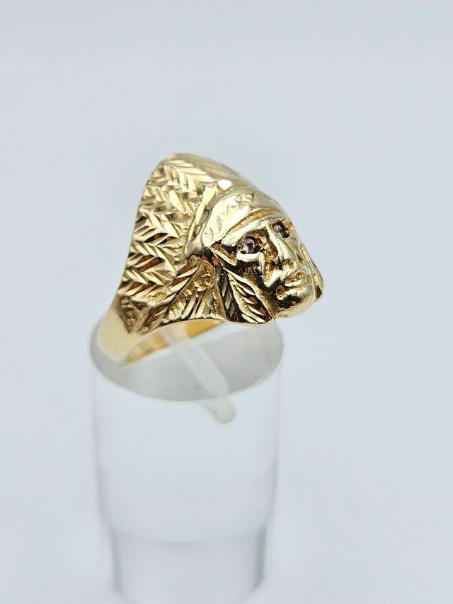 Anillo de Oro 18K, Indio, Cacique, 8,02gr, T-22