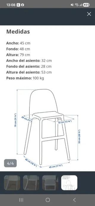 Sillas altas Urban Ikea (2 unidades).