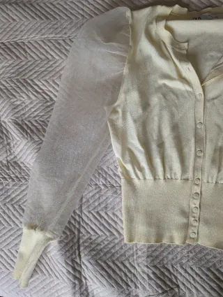 Blusa Zara manga transparente amarilla