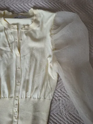 Blusa Zara manga transparente amarilla