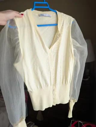 Blusa Zara manga transparente amarilla