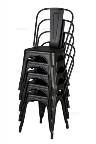 Silla de bar negra estilo Tolix