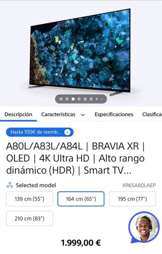 TV SONY BRAVIA XR A84L 65 OLED 4K UHD