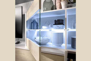Mueble de Salón Tv Leds Rinconero. Blanco Brillo