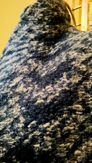 Cappotto lana bouclé tg.44 blu/grigio