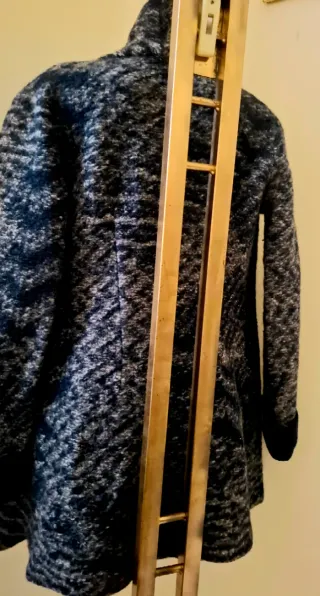 Cappotto lana bouclé tg.44 blu/grigio