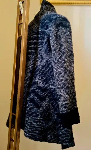 Cappotto lana bouclé tg.44 blu/grigio