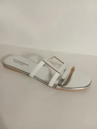 Sandali donna nuovi pelle vera argento bianchi