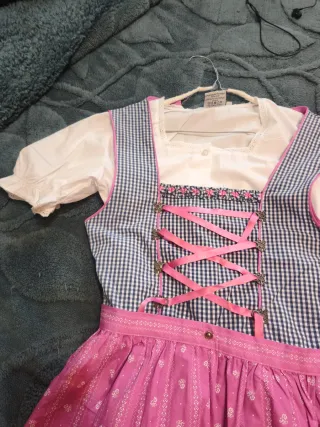 Isar Trachten Dirndl Niña Rosa/Azul